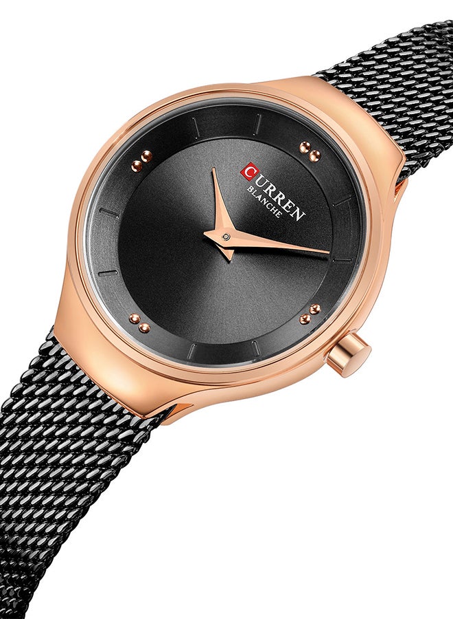 CURREN - Women's Waterproof Stainless Steel Mesh BAnd Quartz Watch 9028 - 27 mm - Black - Image 1