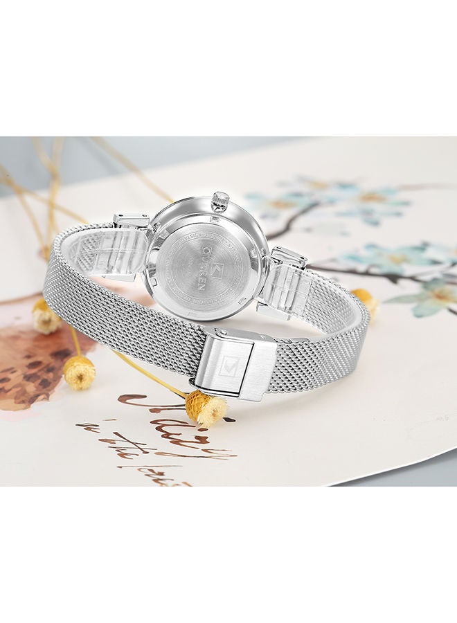 CURREN - Women's Waterproof Stainless Steel Mesh BAnd Quartz Watch 9053 - 30 mm - Silver - Image 1