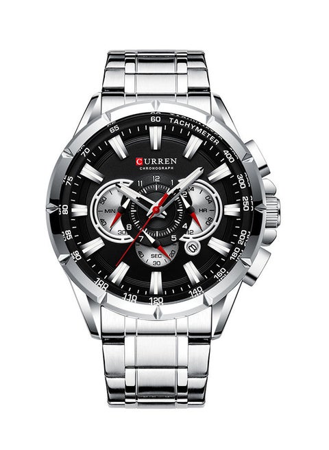 Men's Waterproof Stainless Steel BAnd Chronograph Quartz Watch 8363 - 48 mm - Silver