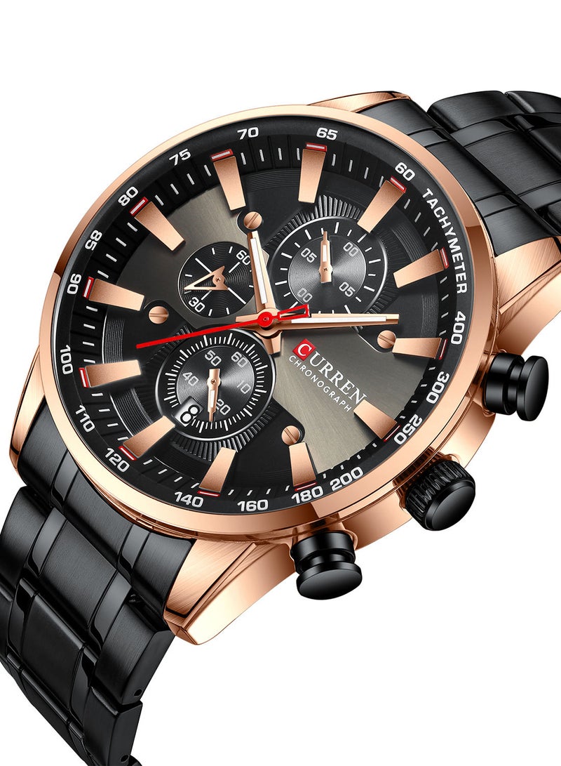 CURREN - Men's Chronograph Waterproof Stainless Steel BAnd Casual Quartz Watch 8351 - 47 mm - Black - Image 1