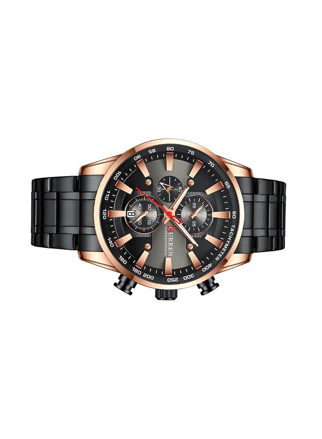 CURREN - Men's Chronograph Waterproof Stainless Steel BAnd Casual Quartz Watch 8351 - 47 mm - Black - Image 1