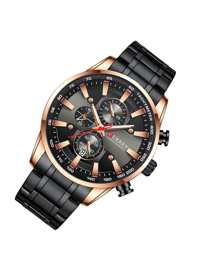 CURREN - Men's Chronograph Waterproof Stainless Steel BAnd Casual Quartz Watch 8351 - 47 mm - Black - Image 1
