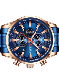 CURREN Men's Chronograph Waterproof Stainless Steel BAnd Casual Quartz Watch 8351 - 47 mm - Blue  - Image 5