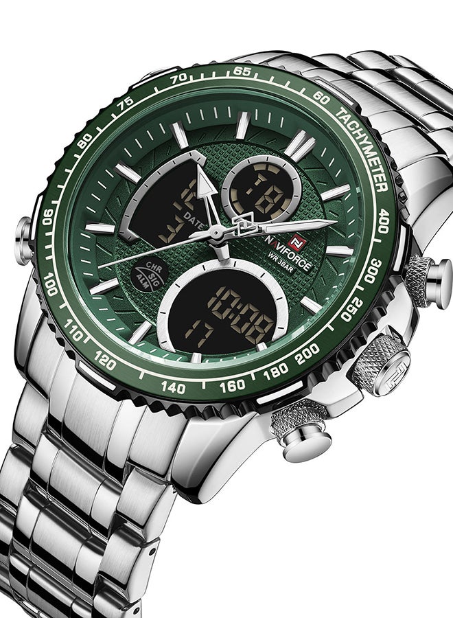 نافيفورس ساعة يد رقمية وبعقارب وسوار من الستانلس ستيل طراز NF9182 S/GN للرجال - Image 2
