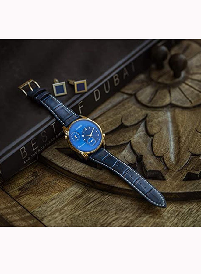 Men's Leather Analog Watch AO3033-00L - 44 mm - Blue