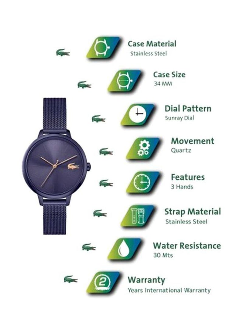 لاكوست ساعة يد بعقارب وسوار من المعدن طراز 2001130 للنساء - Image 5