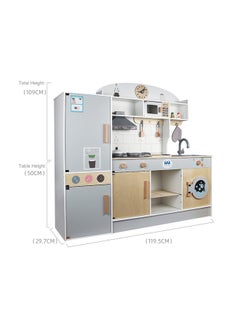 Wooden Authentic Detailing Rich Unique Design Pretend Kitchen Play Set 119x29.7x109cm - v1670919835/N43060378A_6