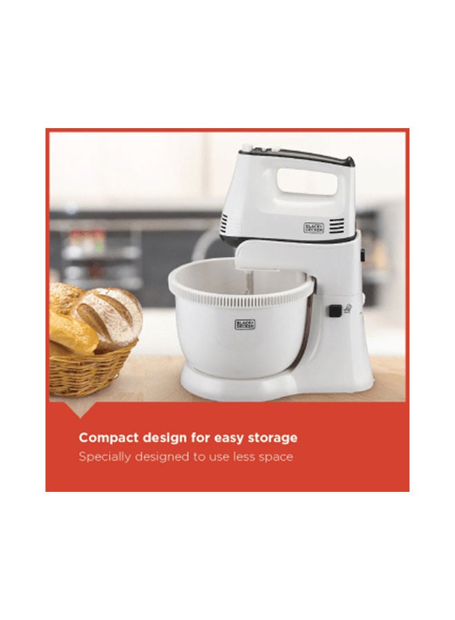 BLACK+DECKER 5 Speed Hand Mixer With Pot 3.5 L 300.0 W M700 White  - Image 2