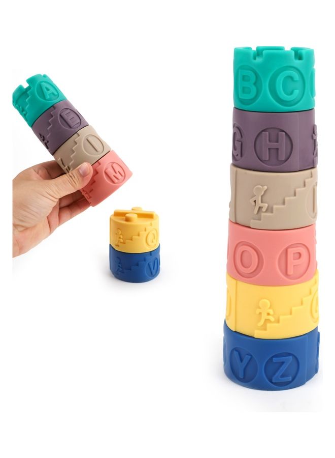 Moon Stacking Educational Montessori Toy Tower With Letters Symbols And Patterns 19.5 x 6 x 23cm - Image 5