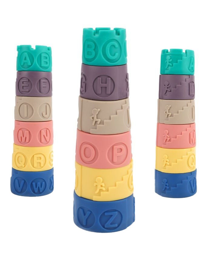 Moon Stacking Educational Montessori Toy Tower With Letters Symbols And Patterns 19.5 x 6 x 23cm - Image 1
