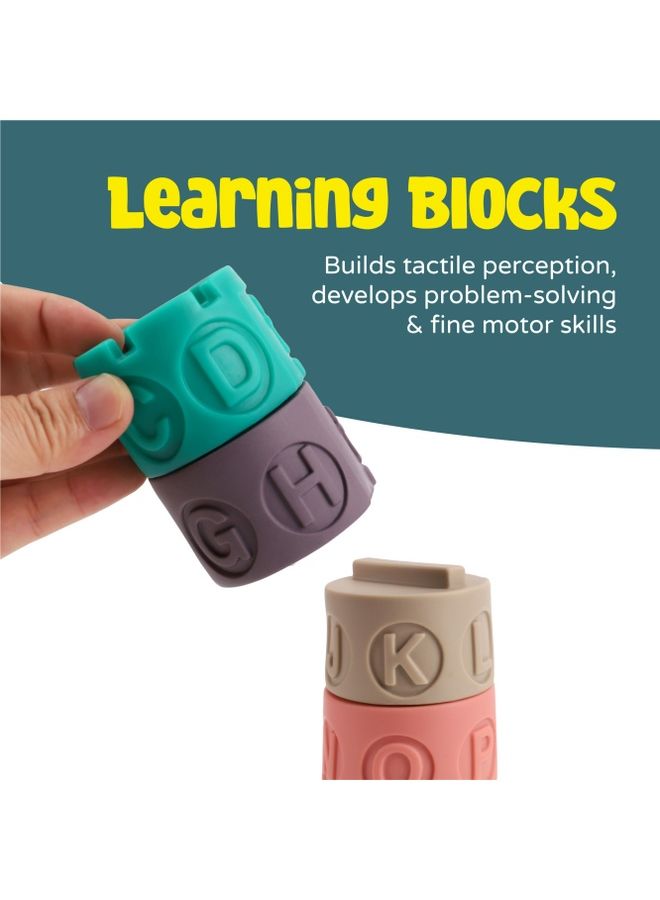 Moon Stacking Educational Montessori Toy Tower With Letters Symbols And Patterns 19.5 x 6 x 23cm - Image 2