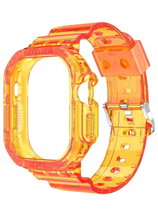 MARGOUN - 4Pack for Apple Watch Ultra Band 49mm Crystal Clear Band with Bumper Case Soft Transparent TPU Sport Strap for iWatch Ultra Clear/Black/Orange/Pink - Image 1
