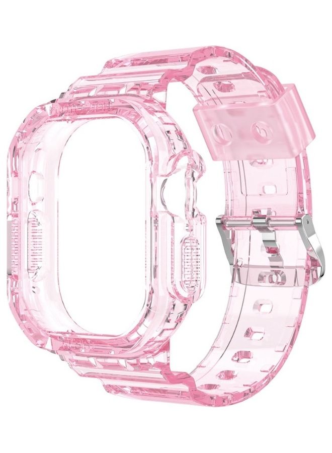 MARGOUN - 4Pack for Apple Watch Ultra Band 49mm Crystal Clear Band with Bumper Case Soft Transparent TPU Sport Strap for iWatch Ultra Clear/Black/Orange/Pink - Image 1