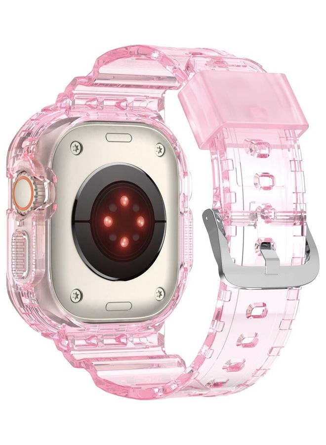 MARGOUN - 4Pack for Apple Watch Ultra Band 49mm Crystal Clear Band with Bumper Case Soft Transparent TPU Sport Strap for iWatch Ultra Clear/Black/Orange/Pink - Image 1