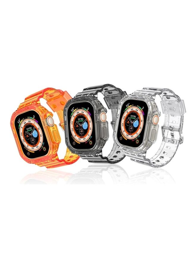 MARGOUN - 4Pack for Apple Watch Ultra Band 49mm Crystal Clear Band with Bumper Case Soft Transparent TPU Sport Strap for iWatch Ultra Clear/Black/Orange/Pink - Image 1