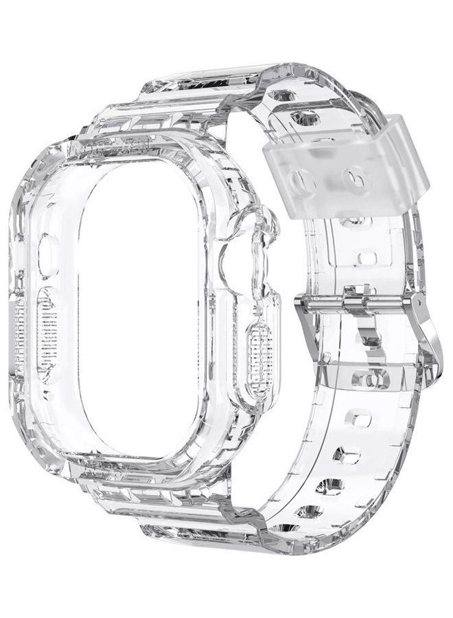 MARGOUN - 4Pack for Apple Watch Ultra Band 49mm Crystal Clear Band with Bumper Case Soft Transparent TPU Sport Strap for iWatch Ultra Clear/Black/Orange/Pink - Image 1
