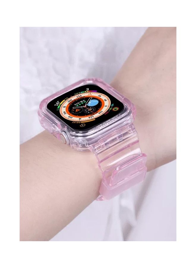 MARGOUN - 4Pack for Apple Watch Ultra Band 49mm Crystal Clear Band with Bumper Case Soft Transparent TPU Sport Strap for iWatch Ultra Clear/Black/Orange/Pink - Image 1
