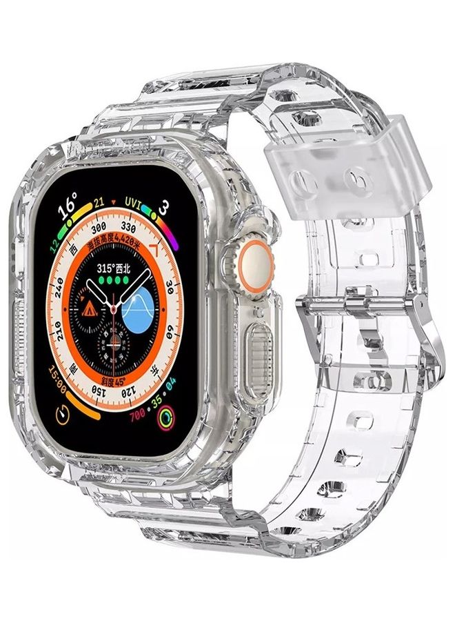 MARGOUN Apple Watch Ultra Band 49mm Crystal Clear Band with Bumper Case Soft Transparent TPU Sport Strap for iWatch Ultra Clear - Image 1