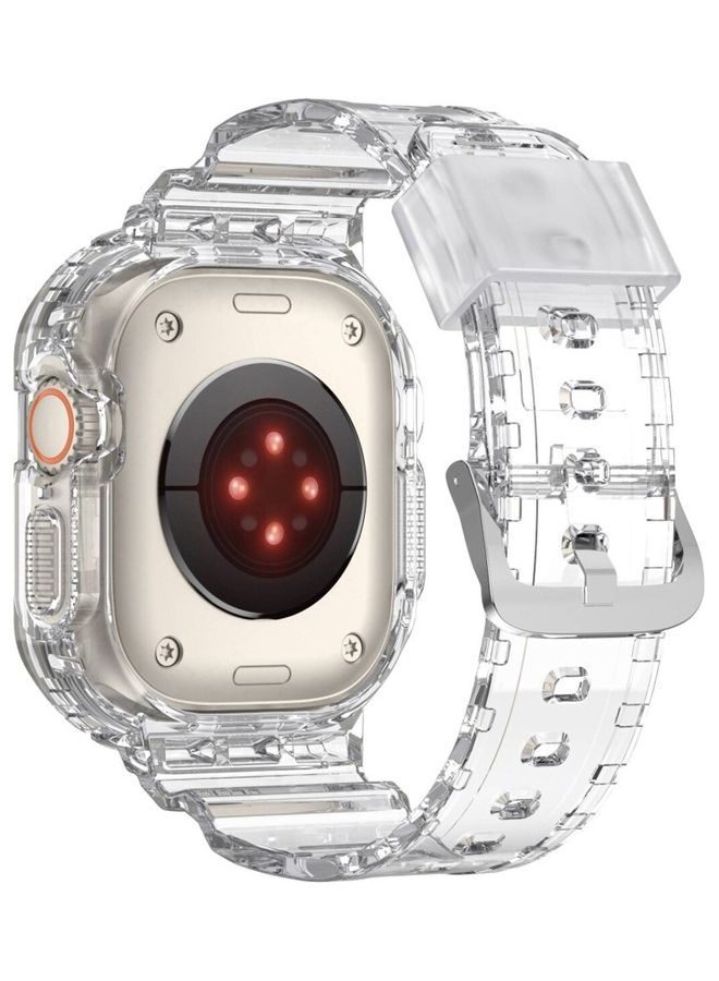 MARGOUN Apple Watch Ultra Band 49mm Crystal Clear Band with Bumper Case Soft Transparent TPU Sport Strap for iWatch Ultra Clear - Image 2