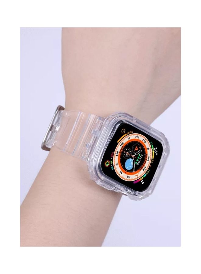 MARGOUN Apple Watch Ultra Band 49mm Crystal Clear Band with Bumper Case Soft Transparent TPU Sport Strap for iWatch Ultra Clear - Image 3