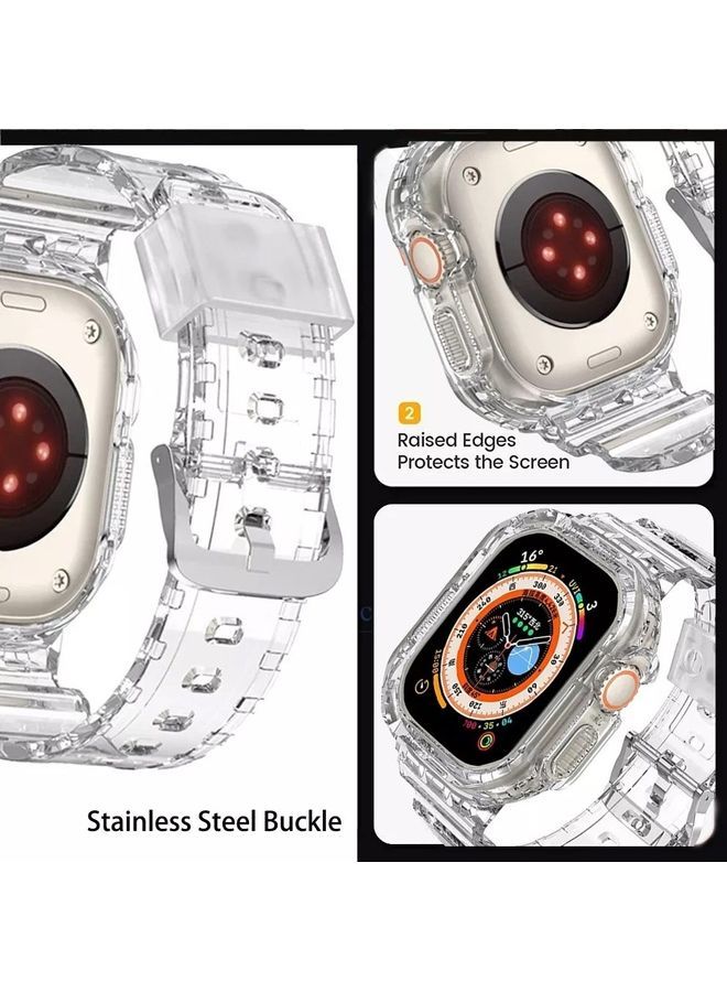 MARGOUN Apple Watch Ultra Band 49mm Crystal Clear Band with Bumper Case Soft Transparent TPU Sport Strap for iWatch Ultra Clear - Image 5