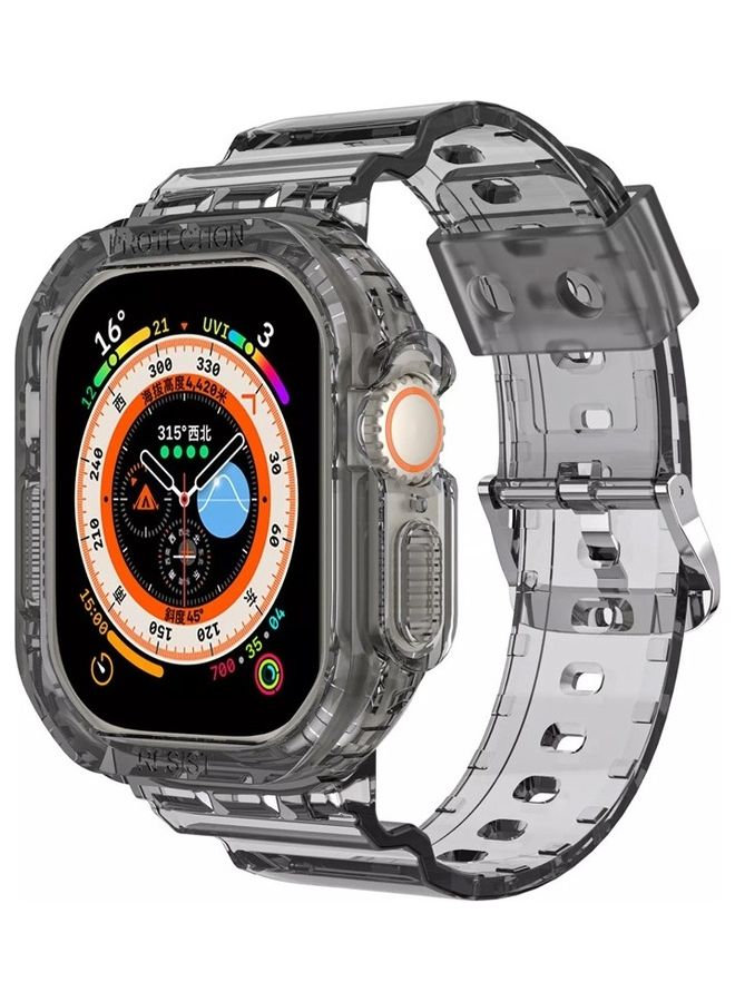 MARGOUN - Apple Watch Ultra Band 49mm Crystal Clear Band with Bumper Case Soft Transparent TPU Sport Strap for iWatch Ultra Black - Image 1