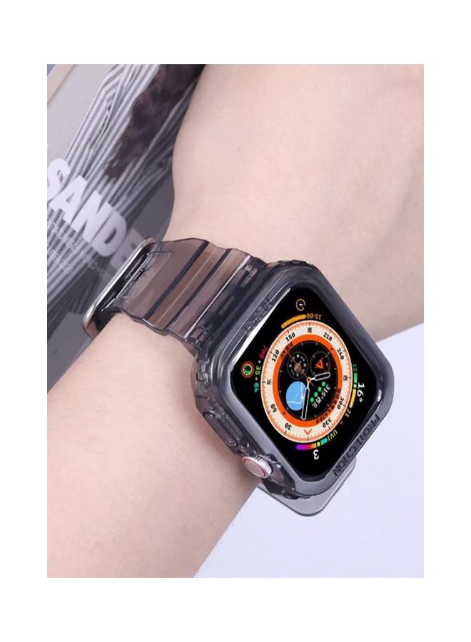 MARGOUN - Apple Watch Ultra Band 49mm Crystal Clear Band with Bumper Case Soft Transparent TPU Sport Strap for iWatch Ultra Black - Image 1