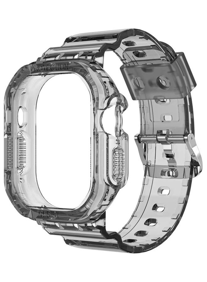 MARGOUN - Apple Watch Ultra Band 49mm Crystal Clear Band with Bumper Case Soft Transparent TPU Sport Strap for iWatch Ultra Black - Image 1