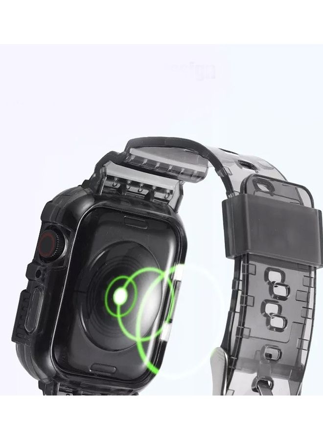 MARGOUN - Apple Watch Ultra Band 49mm Crystal Clear Band with Bumper Case Soft Transparent TPU Sport Strap for iWatch Ultra Black - Image 1