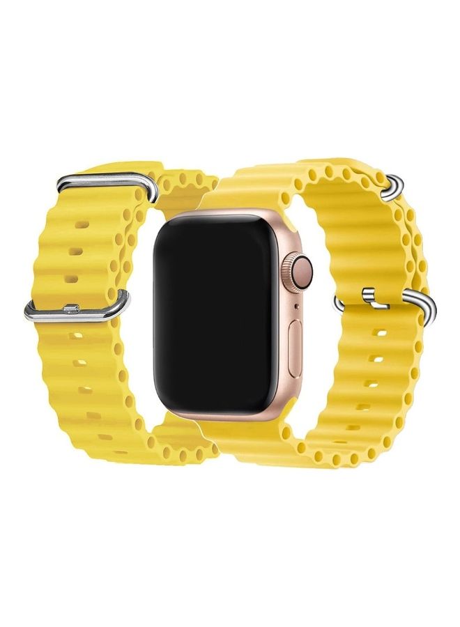 MARGOUN - 2Pack for Apple Watch Ocean Band 49mm 45mm 44mm 42mm Soft Silicone Loop Strap for iWatch Series Ultra/8/7/SE/6/5/4/3/2/1 Yellow/Orange - Image 1