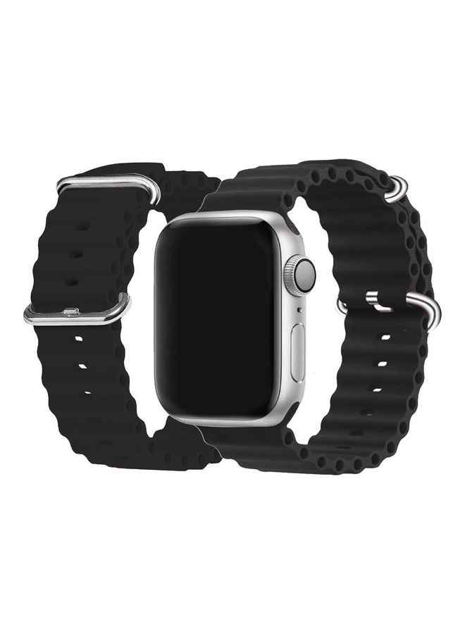 MARGOUN - 2Pack for Apple Watch Ocean Band 49mm 45mm 44mm 42mm Soft Silicone Loop Strap for iWatch Series Ultra/8/7/SE/6/5/4/3/2/1 Black/White - Image 1