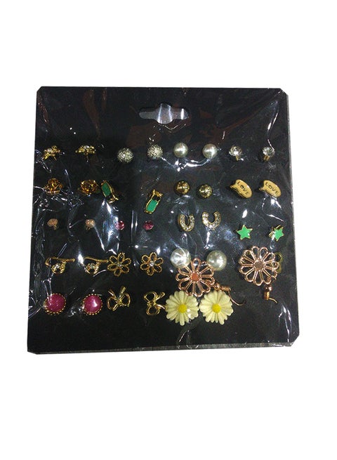 20-Pair Alloy Crystal Studded Earrings Set