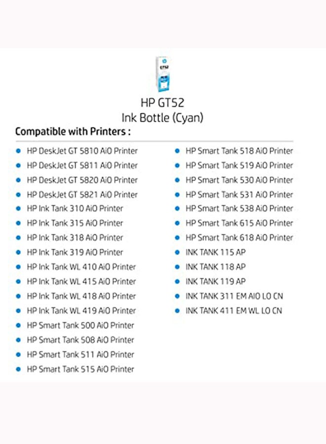 HP GT52 Inkjet Cartridge Cyan - Image 5