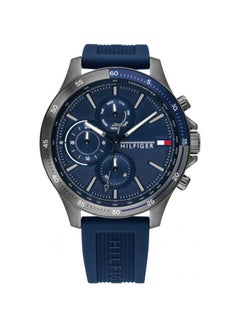 TOMMY HILFIGER Men's Round Shape Silicone Strap Analog Wrist Watch 46 mm - Blue - 1791721  - Image 1