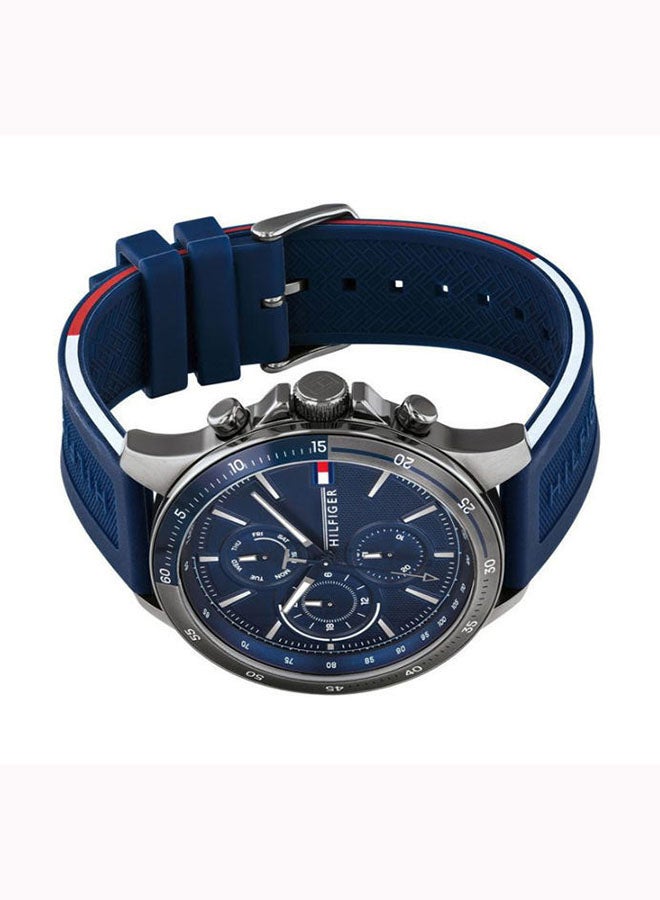 TOMMY HILFIGER - Men's Round Shape Silicone Strap Analog Wrist Watch 46 mm - Blue - 1791721 - Image 1