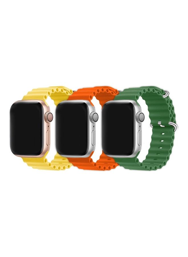 MARGOUN - 3Pack for Apple Watch Ocean Band 41mm 40mm 38mm Soft Silicone Loop Strap for iWatch Series 8/7/SE/6/5/4/3/2/1 Yellow/Orange/Green - Image 1