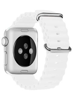 MARGOUN 3Pack for Apple Watch Ocean Band 41mm 40mm 38mm Soft Silicone Loop Strap for iWatch Series 8/7/SE/6/5/4/3/2/1 White/Yellow/Dark Blue  - Image 4