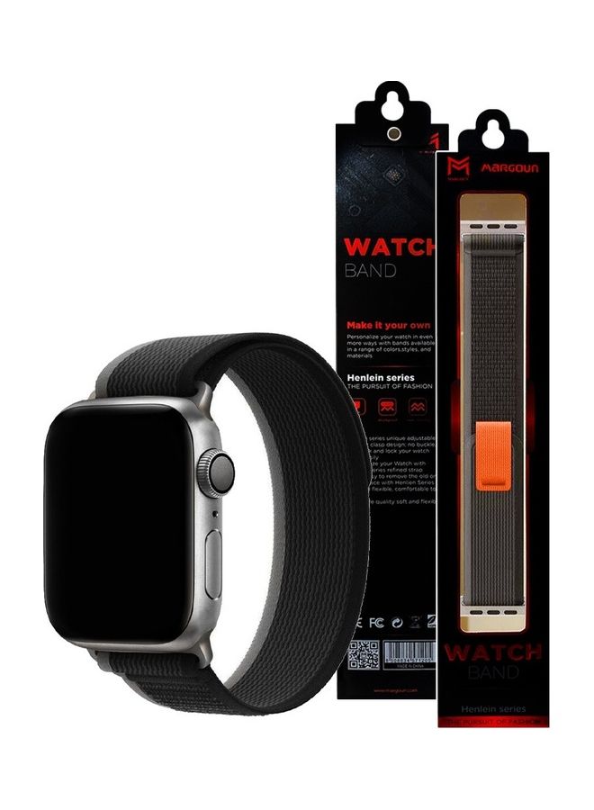 MARGOUN - Apple Watch Trail Band 49mm 45mm 44mm 42mm Nylon Woven Sport Strap for iWatch Series Ultra/8/7/SE/6/5/4/3/2/1 Black/Orange - Image 1
