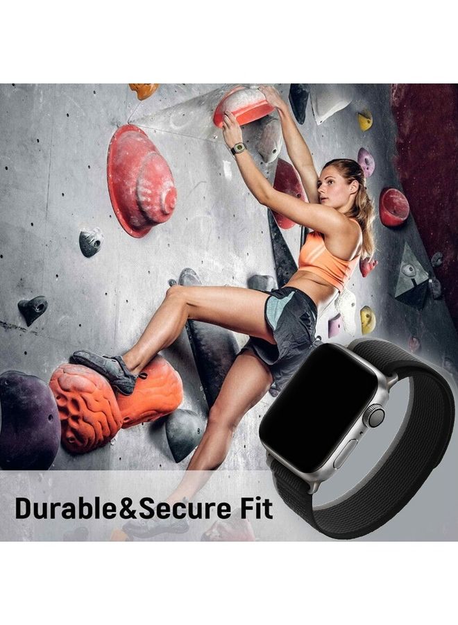 MARGOUN - Apple Watch Trail Band 49mm 45mm 44mm 42mm Nylon Woven Sport Strap for iWatch Series Ultra/8/7/SE/6/5/4/3/2/1 Black/Orange - Image 1