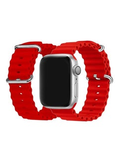 MARGOUN Apple Watch Ocean Band 49mm 45mm 44mm 42mm Soft Silicone Loop Strap for iWatch Series Ultra/8/7/SE/6/5/4/3/2/1 Red  - Image 5