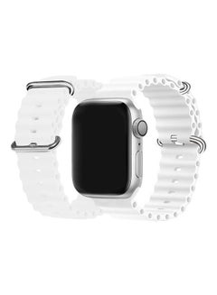 MARGOUN Apple Watch Ocean Band 49mm 45mm 44mm 42mm Soft Silicone Loop Strap for iWatch Series Ultra/8/7/SE/6/5/4/3/2/1 White  - Image 5