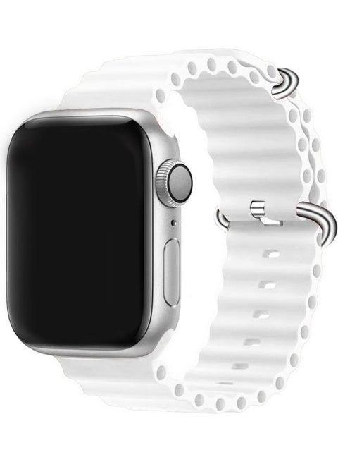 Apple Watch Ocean Band 49mm 45mm 44mm 42mm Soft Silicone Loop Strap for iWatch Series Ultra/8/7/SE/6/5/4/3/2/1 White
