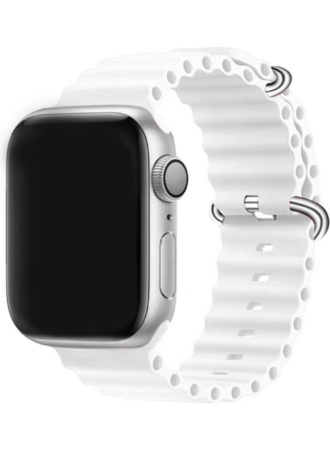MARGOUN - Apple Watch Ocean Band 49mm 45mm 44mm 42mm Soft Silicone Loop Strap for iWatch Series Ultra/8/7/SE/6/5/4/3/2/1 White - Image 1