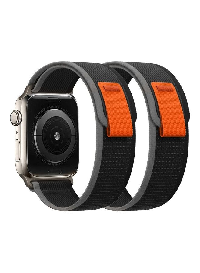 MARGOUN - 2Pack for Apple Watch Trail Band 49mm 45mm 44mm 42mm Nylon Woven Sport Strap for iWatch Series Ultra/8/7/SE/6/5/4/3/2/1 Black - Image 1