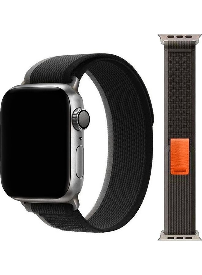 MARGOUN - 2Pack for Apple Watch Trail Band 49mm 45mm 44mm 42mm Nylon Woven Sport Strap for iWatch Series Ultra/8/7/SE/6/5/4/3/2/1 Black - Image 1