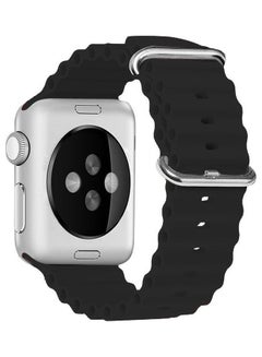 MARGOUN Apple Watch Ocean Band 41mm 40mm 38mm Soft Silicone Loop Strap for iWatch Series 8/7/SE/6/5/4/3/2/1 Black  - Image 2