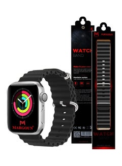 MARGOUN Apple Watch Ocean Band 41mm 40mm 38mm Soft Silicone Loop Strap for iWatch Series 8/7/SE/6/5/4/3/2/1 Black  - Image 5