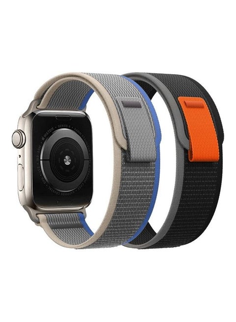 2Pack for Apple Watch Trail Band 49mm 45mm 44mm 42mm Nylon Woven Sport Strap for iWatch Series Ultra/8/7/SE/6/5/4/3/2/1 Dark Grey/Black