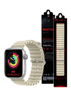 MARGOUN Apple Watch Ocean Band 41mm 40mm 38mm Soft Silicone Loop Strap for iWatch Series 8/7/SE/6/5/4/3/2/1 Beige  - Image 5