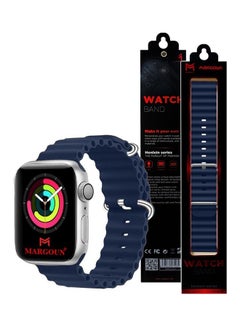 MARGOUN Apple Watch Ocean Band 41mm 40mm 38mm Soft Silicone Loop Strap for iWatch Series 8/7/SE/6/5/4/3/2/1 Dark Blue  - Image 5